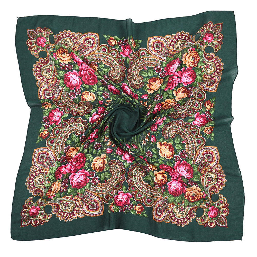 Scarf Handkerchief Square Russian 80x80CM Ethnic Floral Pattern Printed Women Neck Head Scarf Hijab Headband Ukraine Scarf