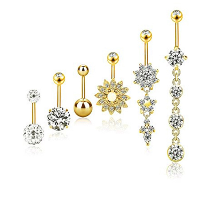 Sexy piercing Belly Piercing Stainless Steel Zircon for Women Fashion Jewelry Belly Ring Set