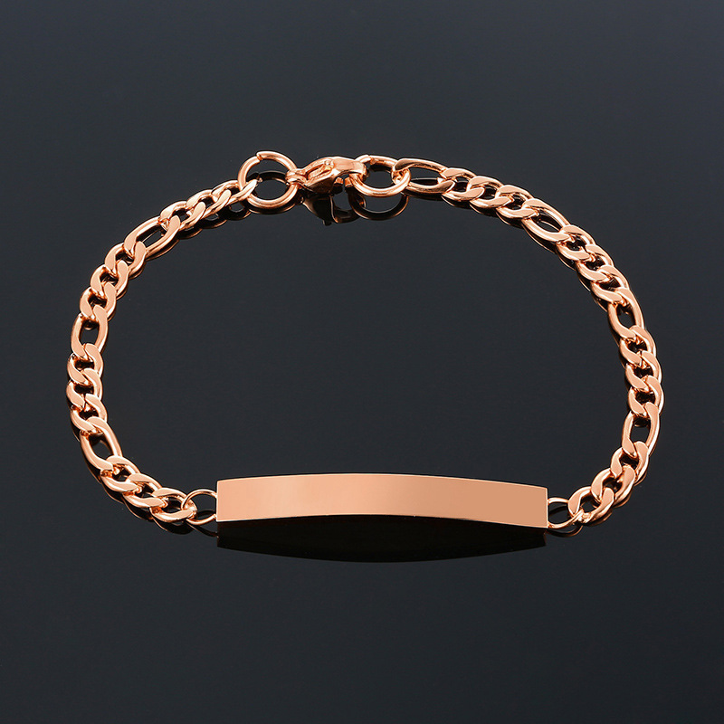 Factory Wholesale Custom Name Jewelry Bar Blank Stainless Steel Engraved Chain Bracelet For Couples