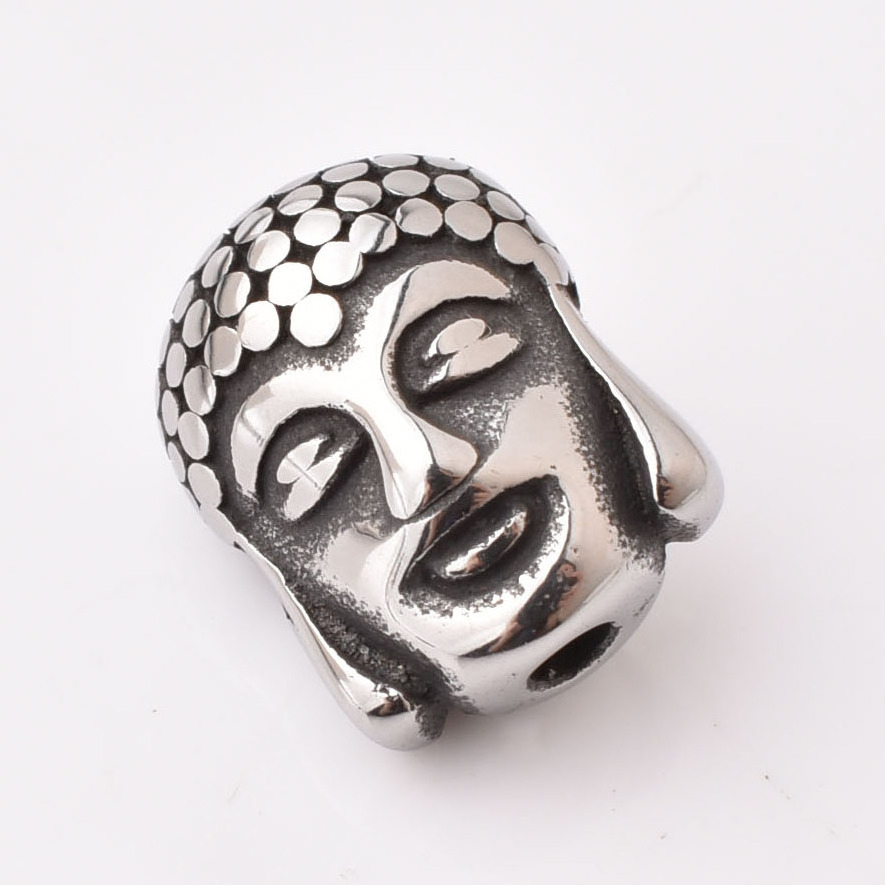 Jewelry Accessories Manufacture Supply 316L Stainless Steel Antique Silver Buddha Accessories For Bracelet