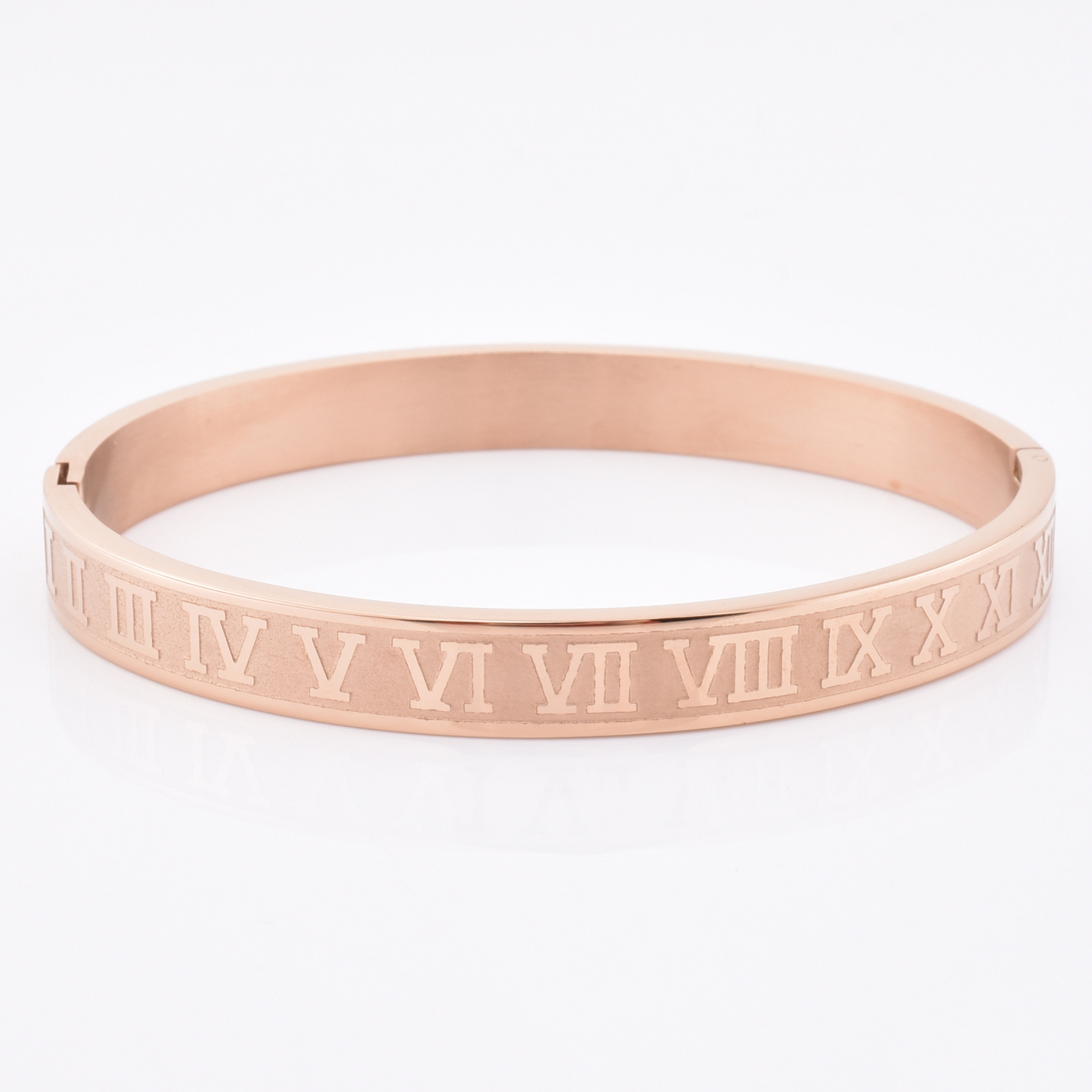 Gold Plated Bracelet Man Saudi Design Thin Stainless Steel Sex Roman Numerals Bangle