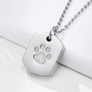 New Popular Pet Exclusive Stainless Steel Dog Paw Urn Openable Pendant  Men's Necklace Unscrew Metal Accessory Pendant Necklace