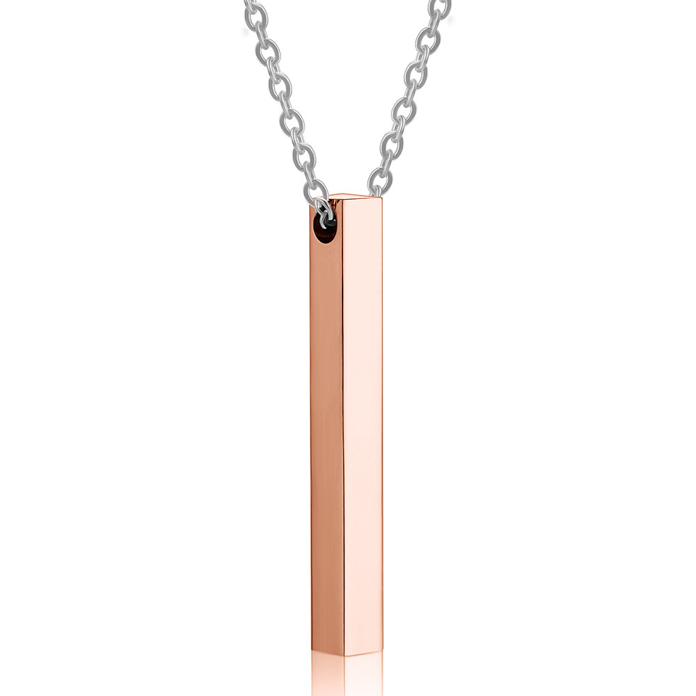 Latest Design Fashion Necklace Stainless Steel Gold Engraved Logo Blank Bar Pendant Necklace Bulk for Women and Men