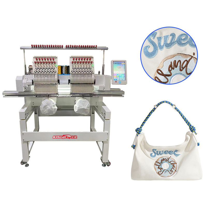 Hot sale 2 heads automatic multi color functions computer garment clothes t shirt flat printing machine embroidery machine