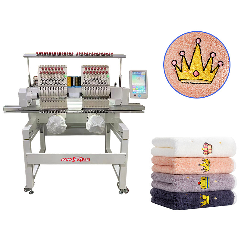 Hot sale 2 heads automatic multi color functions computer garment clothes t shirt flat printing machine embroidery machine