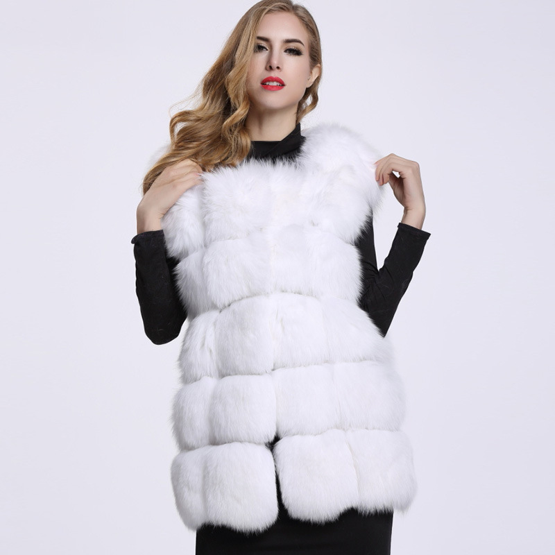 Fashion Winter Clothes Europe Faux Fox Fur Vest Waistcoat For Women