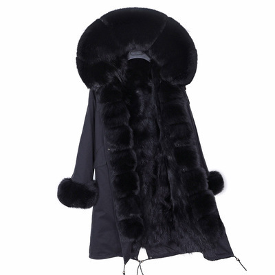 Drop Shipping Maomaokong X-long Parka Real raccoon fur at hood front placket and cuffs coat X-long real fur jacket