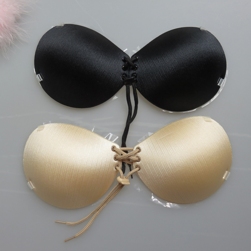 Silk LALAThickness Breathable Self Adhesive Push UP Invisible Silicone breast Strapless free bra with movable Convertible straps