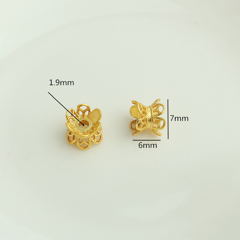 Bead Caps Double Sided Flower Spacer Hollow Copper Silver and Gold Plated Color Diy Jewelry Bracelet Making Findings