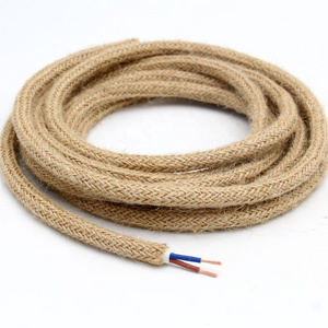 OEM 2 Core Or 3 Core Hemp Rope Vintage Cable Fabric Braided Electrical Wire Flexible Cable For Retro Light Cable Wire Cord