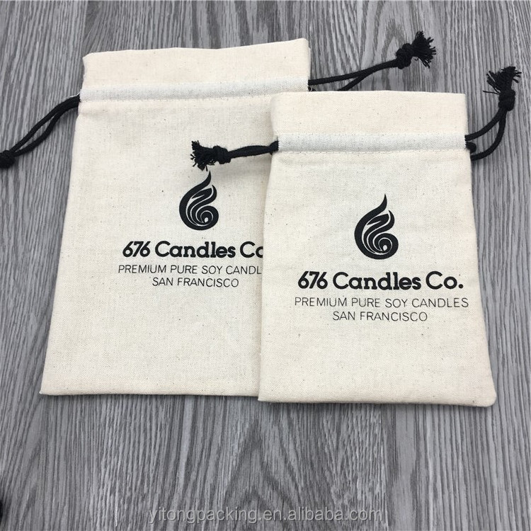 Custom Natural Cotton Candles Bags With Printing