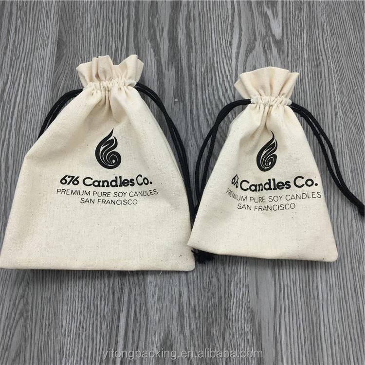 Custom Natural Cotton Candles Bags With Printing