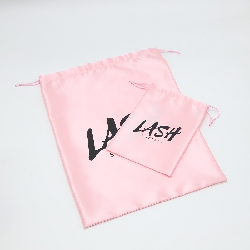 Custom Silk Satin Jewelry Wig Hat Makeup Dust Bag With Logo Eye Lash Goodie Gift Shopping Storage Packaging Bags