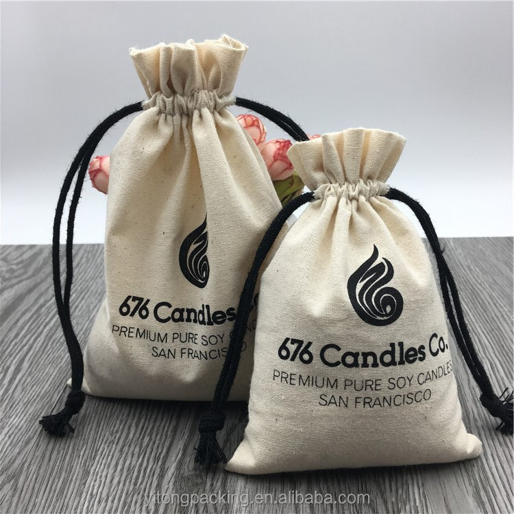 Custom Natural Cotton Candles Bags With Printing