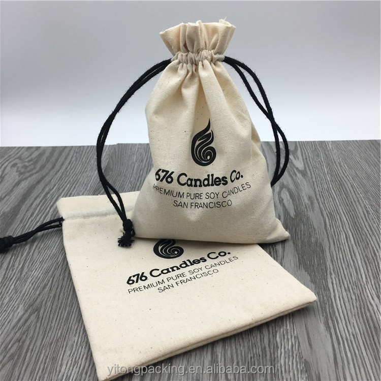 Custom Natural Cotton Candles Bags With Printing