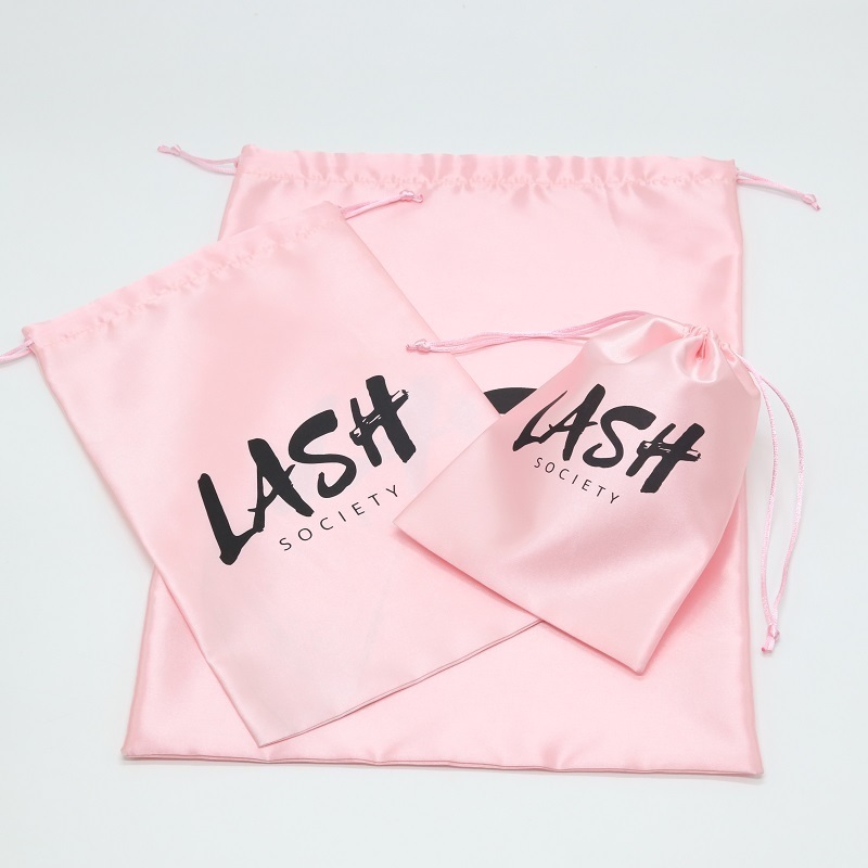 Custom Silk Satin Jewelry Wig Hat Makeup Dust Bag With Logo Eye Lash Goodie Gift Shopping Storage Packaging Bags