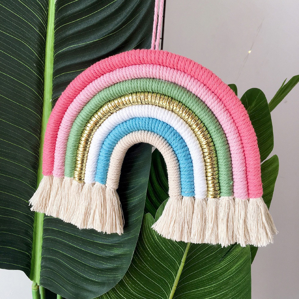 YT BABY  Factory Direct Nordic Style Rainbow Wall Hanging Kids Room Decor Rainbow Macrame Tapestry