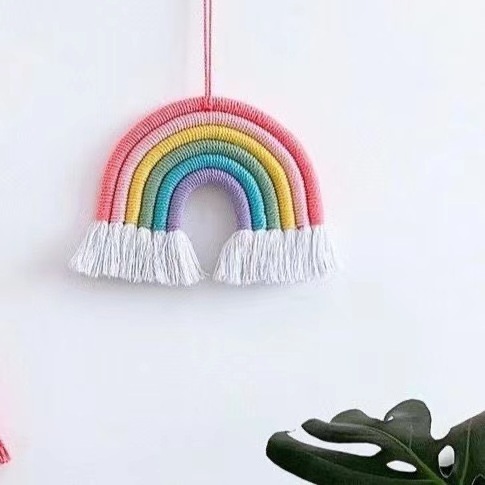 YT BABY  Factory Direct Nordic Style Rainbow Wall Hanging Kids Room Decor Rainbow Macrame Tapestry