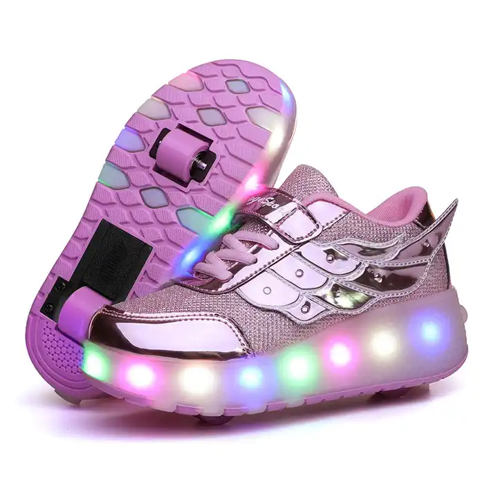 Hot Sell Two Wheeled Shoes Skates Rechargeable Light Wheel Shoes Flashing Roller With Led for Children