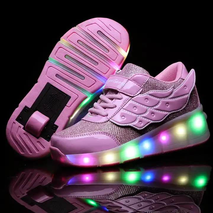 Hot Sell Two Wheeled Shoes Skates Rechargeable Light Wheel Shoes Flashing Roller With Led for Children