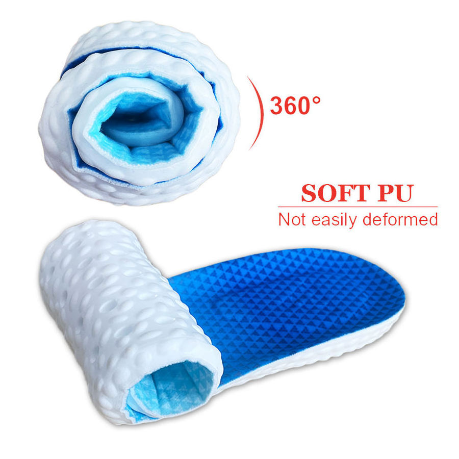 Hot Sell Custom Logo Shock Absorption Comfort Sport Foot Insole Soft Flat Feet PU Arch Support Insoles For Shoes