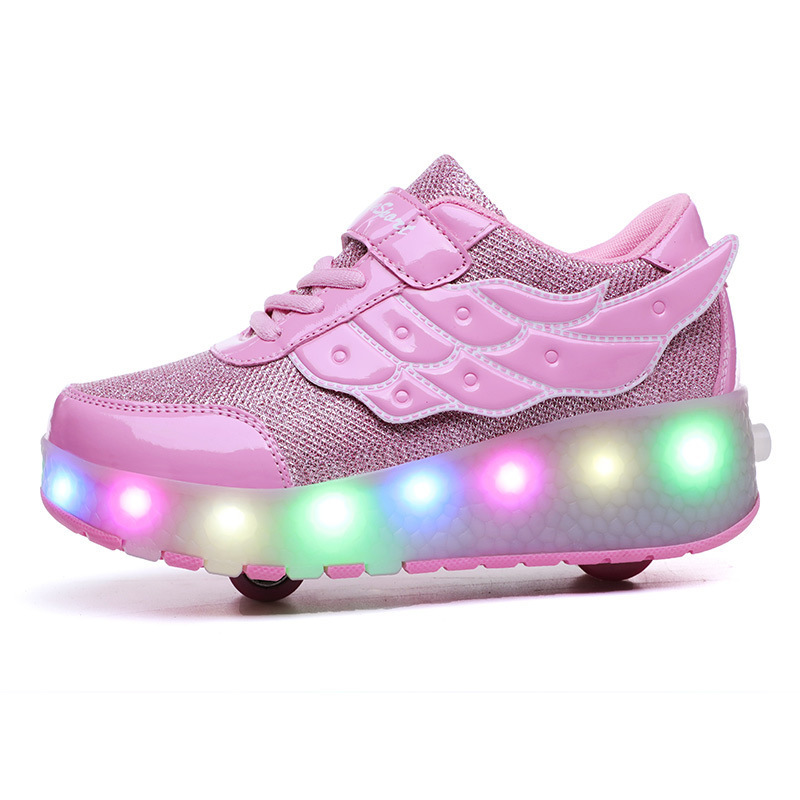 Kids Girls Ninos Lighting Light Up Skate Roller Scating Patines Skating Shoes Flashing Roller With Led