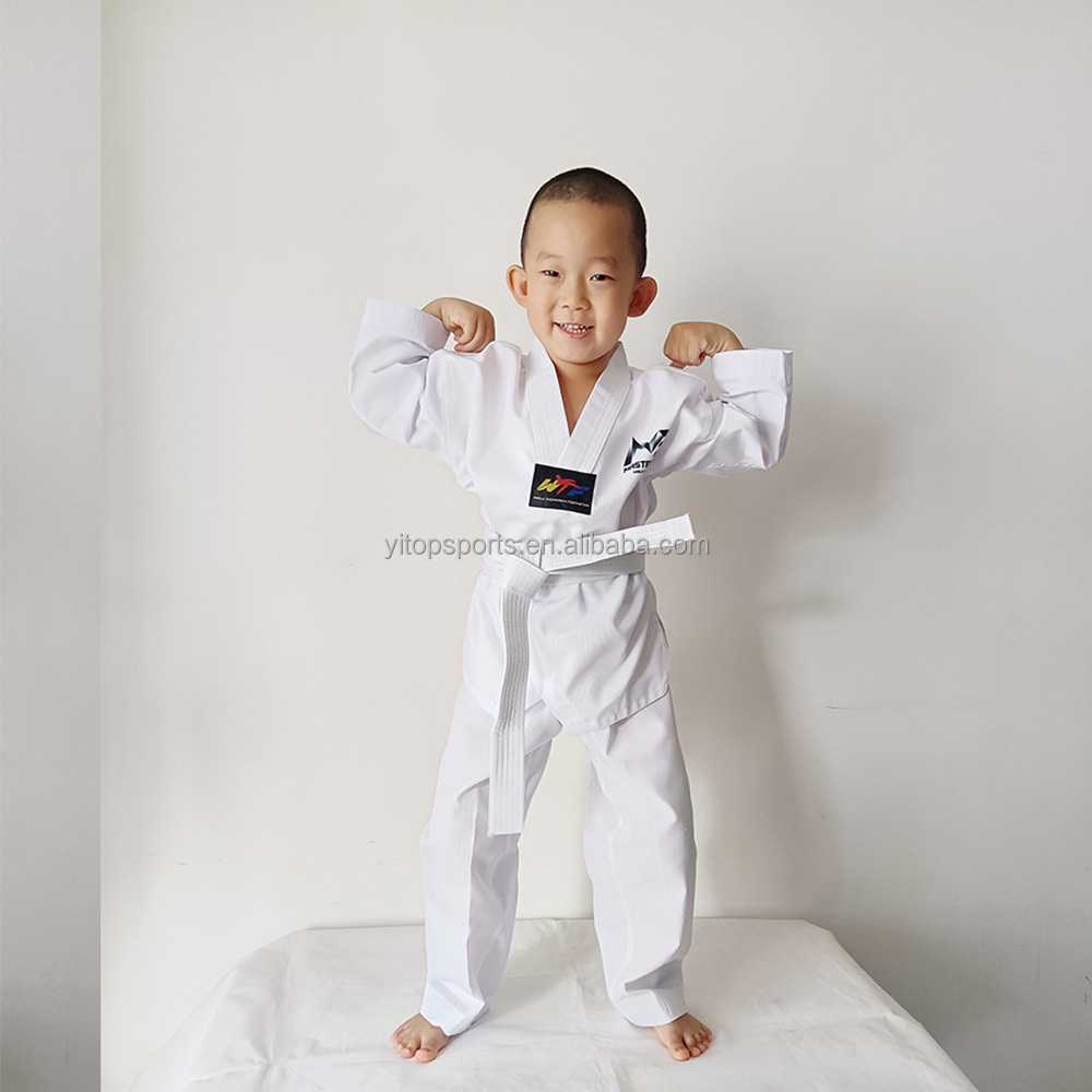 White V-collar Taekwondo Uniform White Color Taekwondo Uniform Suits