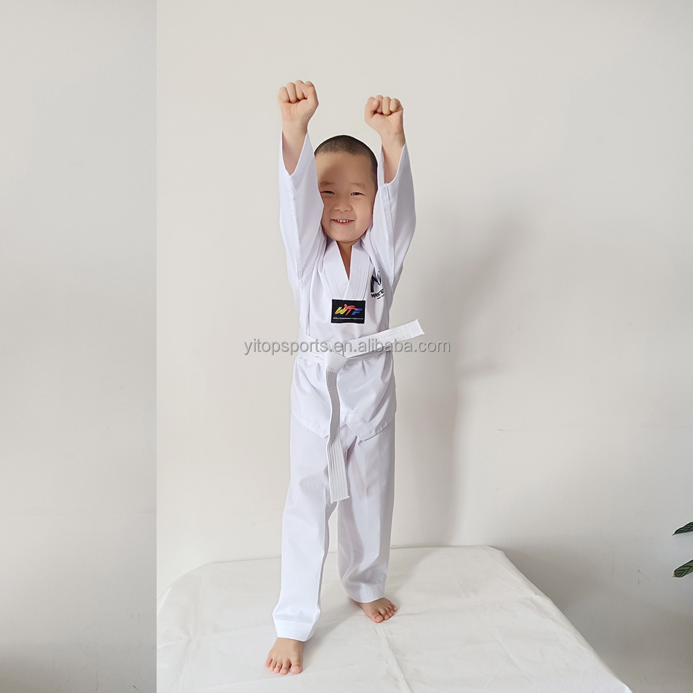 White V-collar Taekwondo Uniform White Color Taekwondo Uniform Suits