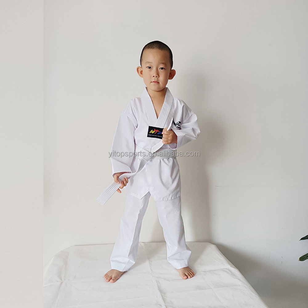 White V-collar Taekwondo Uniform White Color Taekwondo Uniform Suits