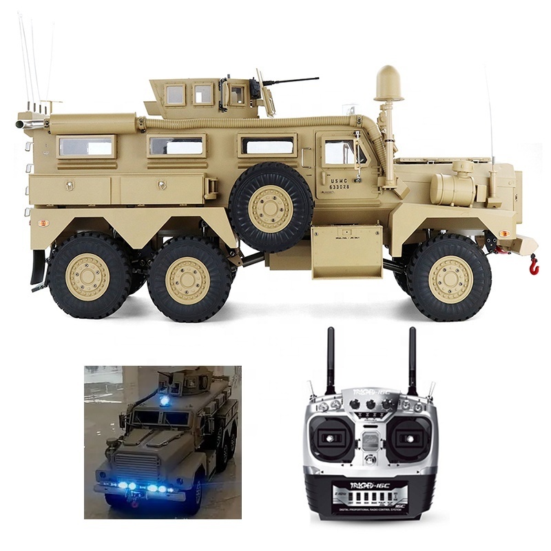 Hengguan HG P602 Pro 2.4G RTR Winch Sound Alloy Metal Led Lights 6WD 1 12Th Smoke Remote Control RC 6X6 Army Truck US Cougar Car