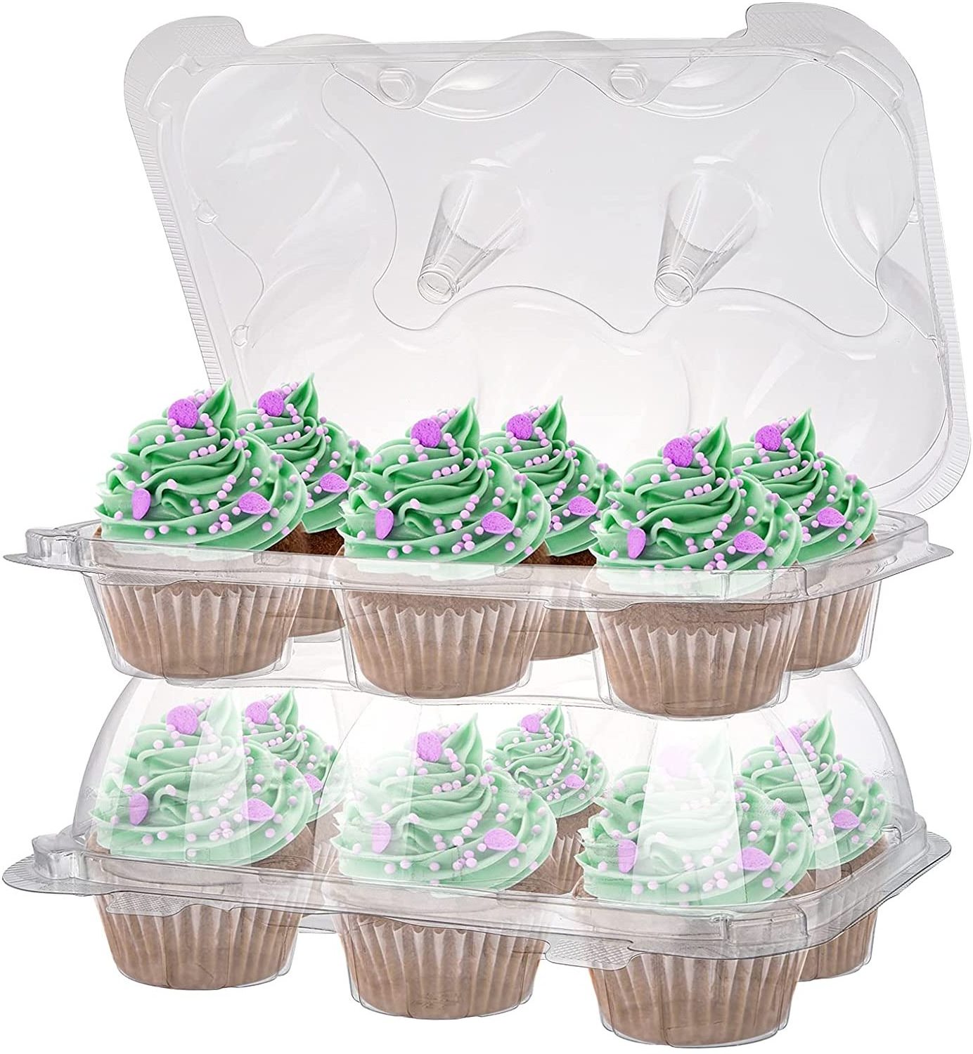 Wholesale Disposable Plastic Cupcake Container 4 6 12 24 Holes PET Clear Clamshell Cupcake Boxes