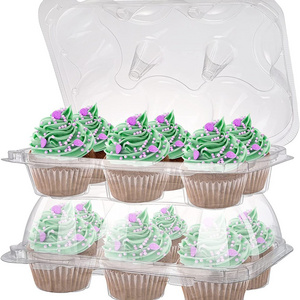 Wholesale Disposable Plastic Cupcake Container 4 6 12 24 Holes PET Clear Clamshell Cupcake Boxes