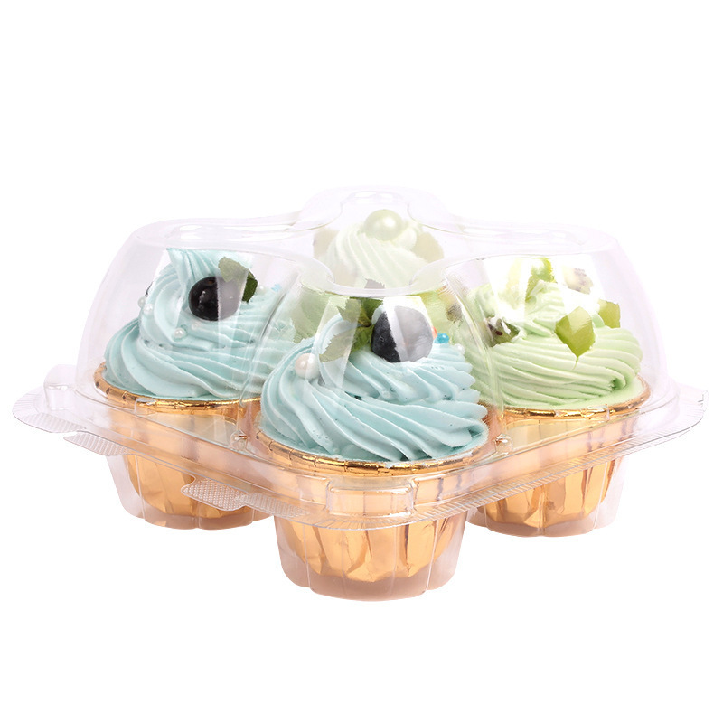 Wholesale Disposable Plastic Cupcake Container 4 6 12 24 Holes PET Clear Clamshell Cupcake Boxes