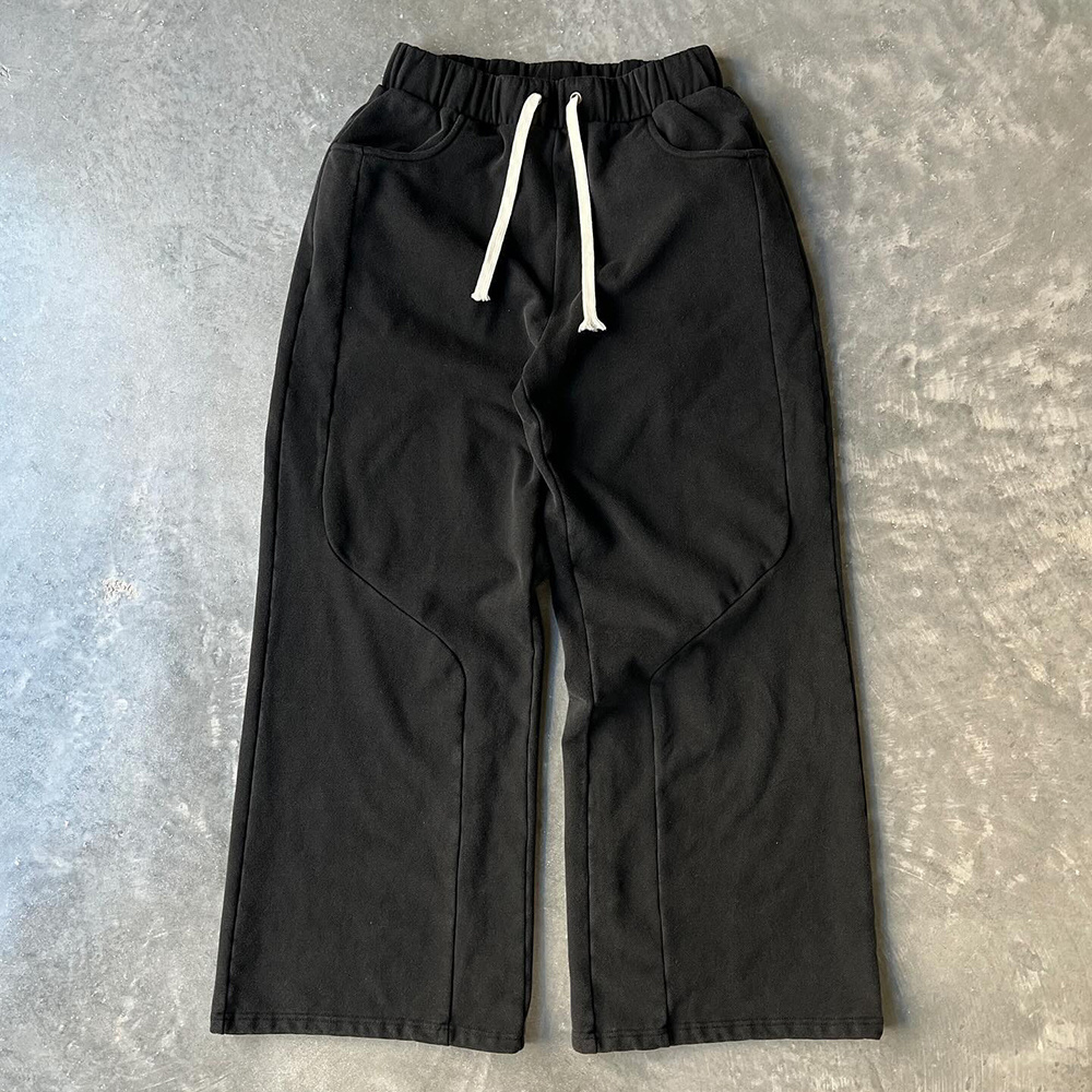 Custom manufacturer streetwear wide straight leg pants jogger heavyweight 100% cotton baggy vintage acid washed men sweatpants