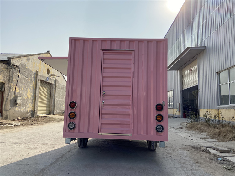 Pink Color Container Truck with Full Equipment Mobile Food Trailer for Sale