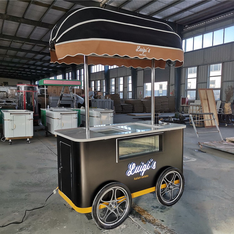 2024 Unique Design Gelato Cart Italian Ice Cream Cart for Italy For Europe Mobile Hand Push italian Coffee Cart Bike