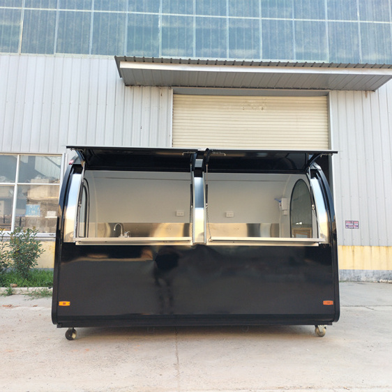 Mobile vending trailer kiosk on mini wheels catering concession stainless table stand outdoor party food kiosk counter