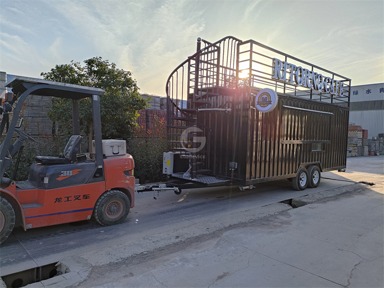 Container bar trailer 19ft mobile restaurant prefab container Terrace strong quality mobile food truck for sale