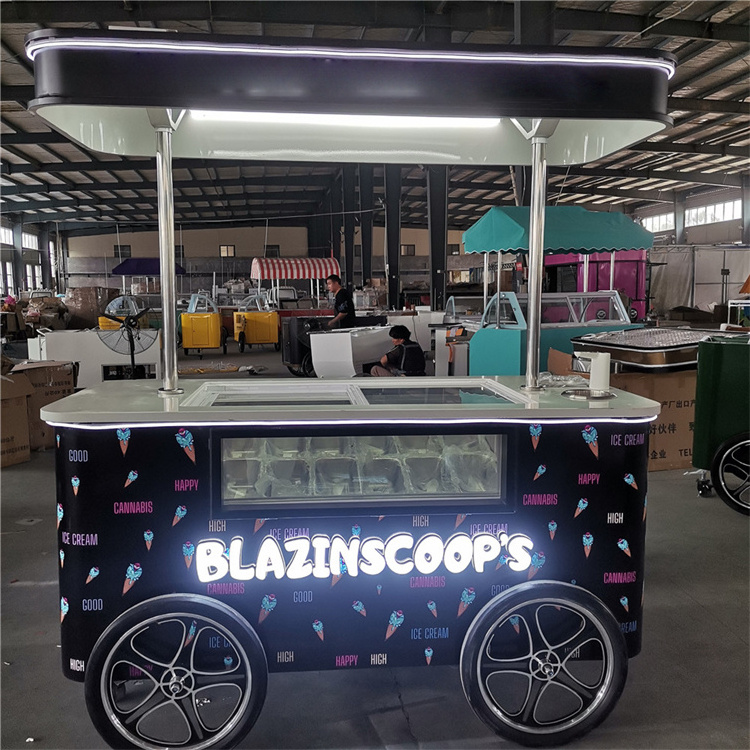 USA ice cream sell electric standard freezer mobile trolley vending ice cream stand vending cart