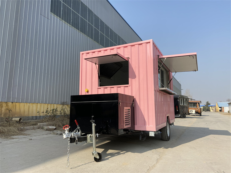 Pink Color Container Truck with Full Equipment Mobile Food Trailer for Sale