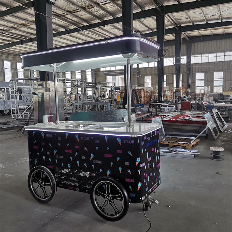 USA ice cream sell electric standard freezer mobile trolley vending ice cream stand vending cart