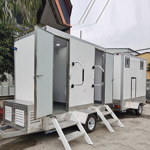 Mobile Restroom Portable Toilet 2 Private WC Sink Portable Toilet With Wheels For Sale