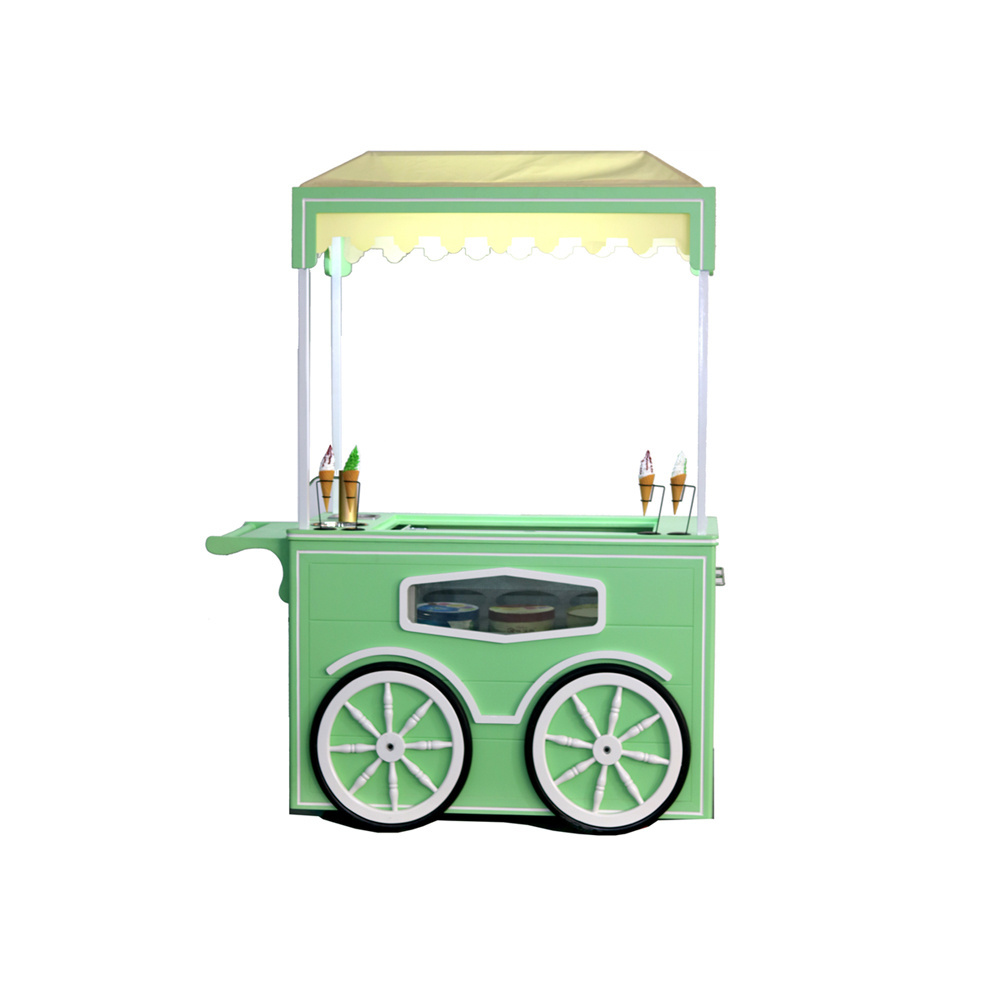 Commercial mobile beach ice cream combination food cart with wheels