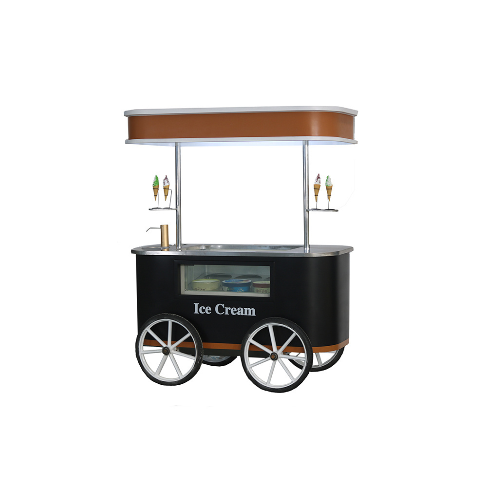 Commercial mobile beach ice cream combination food cart with wheels