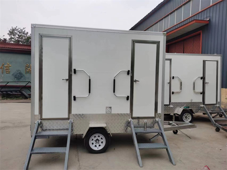 Mobile Restroom Portable Toilet 2 Private WC Sink Portable Toilet With Wheels For Sale