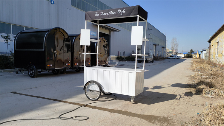 Outdoor Sale Candy Cart Ice Cream Display Showcase Snack Mobile Kitchen Mini Food Trailer Hand Push Ice Cream Cart