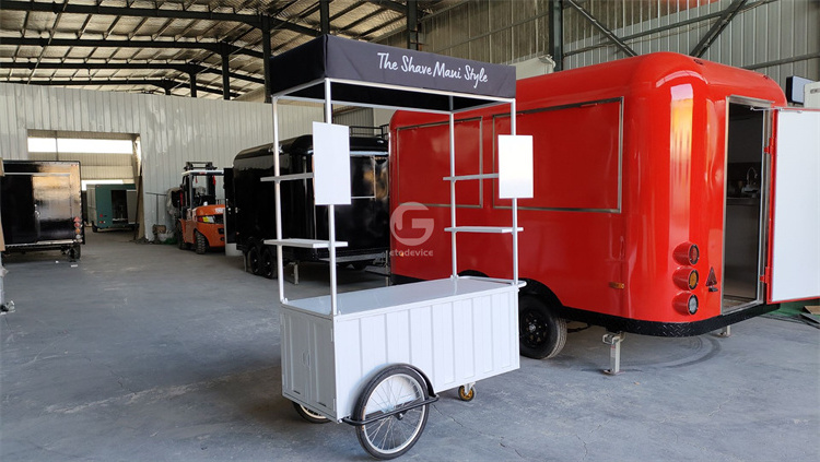 Outdoor Sale Candy Cart Ice Cream Display Showcase Snack Mobile Kitchen Mini Food Trailer Hand Push Ice Cream Cart