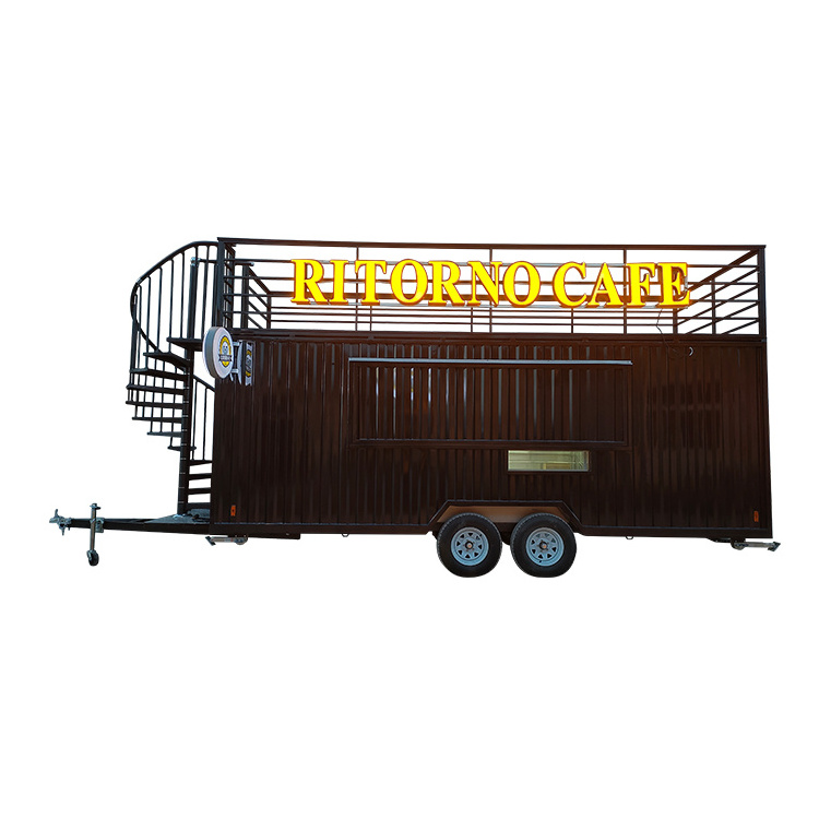 Container bar trailer 19ft mobile restaurant prefab container Terrace strong quality mobile food truck for sale