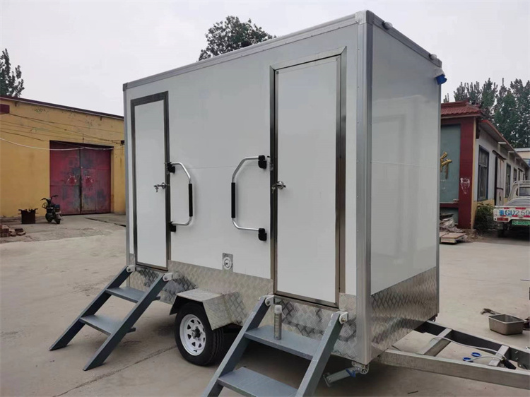 Mobile Restroom Portable Toilet 2 Private WC Sink Portable Toilet With Wheels For Sale