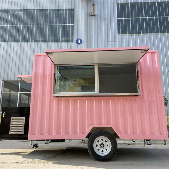 Pink Color Container Truck with Full Equipment Mobile Food Trailer for Sale